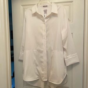 NWT Oversized white button down shirt.
